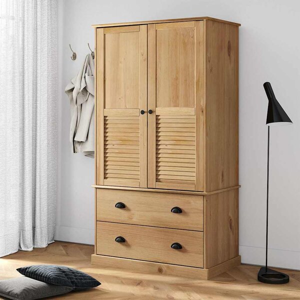 VidaXL Šatní skříň VIGO 90 x 55 x 170 cm masivní borové dřevo [353165] Barva: Hnědá