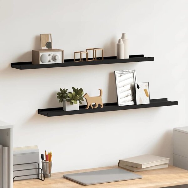 VidaXL Poličky na zarámované obrázky 2 ks 80 x 9 x 3 cm MDF [323936] Barva: Černá