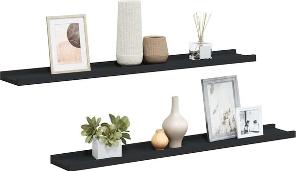 VidaXL Poličky na zarámované obrázky 2 ks 80 x 9 x 3 cm MDF [323936] Barva: Černá