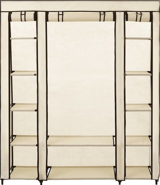 VidaXL Šatní skříň s přihrádkami a tyčemi 150x45x176 cm textil [282435] Barva: krémová