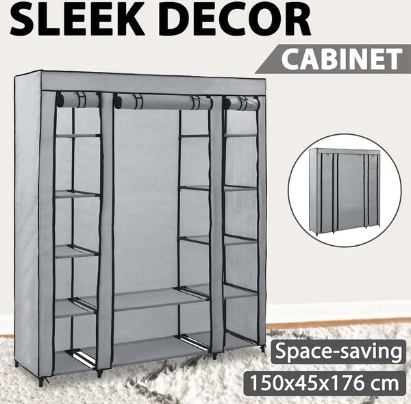 VidaXL Šatní skříň s přihrádkami a tyčemi 150x45x176 cm textil [282435] Barva: krémová