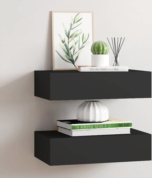 VidaXL Nástěnné police se zásuvkami 2 ks 40 x 23,5 x 10 cm MDF [330246] Barva: Bílá