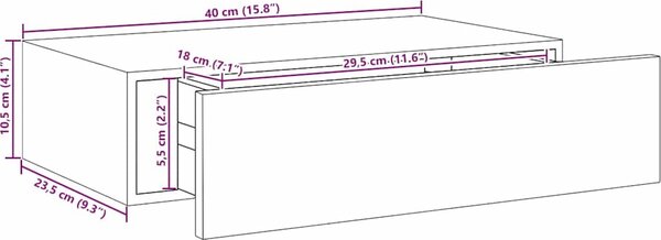 VidaXL Nástěnná police se zásuvkou 40 x 23,5 x 10 cm MDF [330243] Barva: Černá