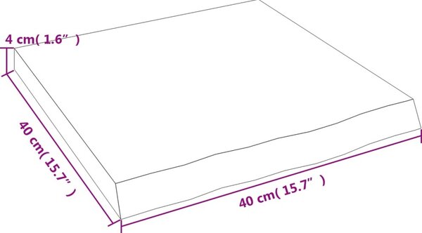 VidaXL Nástěnná police 40x40x(2-4)cm ošetřený masivní dub [363630] Barva: tmavě hnědá