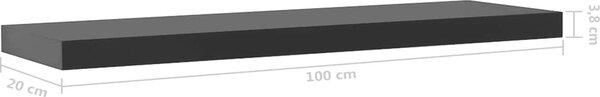 VidaXL Plovoucí nástěnné police 2 ks černé 100 x 20 x 3,8 cm [288203]