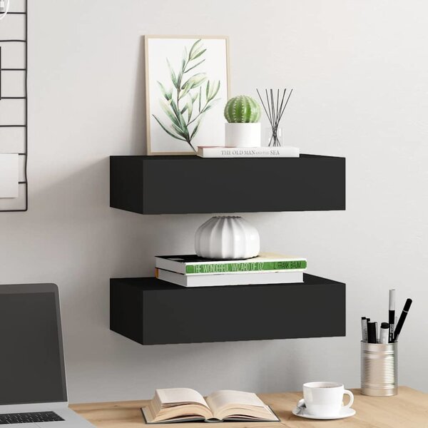 VidaXL Nástěnné police se zásuvkami 2 ks 40 x 23,5 x 10 cm MDF [330246] Barva: Bílá