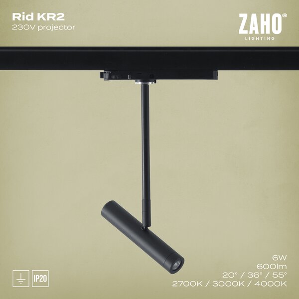 ZAHO Reflektorové LED svítidlo RID KR2, 6W, v. 240 mm, 55° Barva: Bílá, Teplota světla: 3000K - teplá bílá