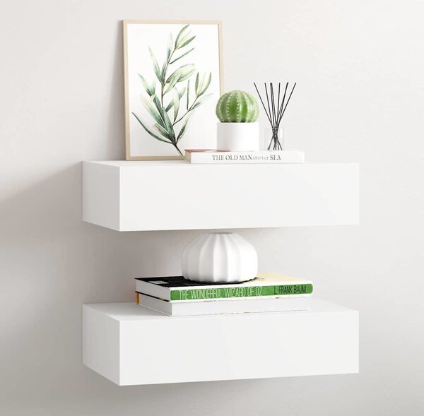 VidaXL Nástěnné police se zásuvkami 2 ks 40 x 23,5 x 10 cm MDF [330246] Barva: Bílá