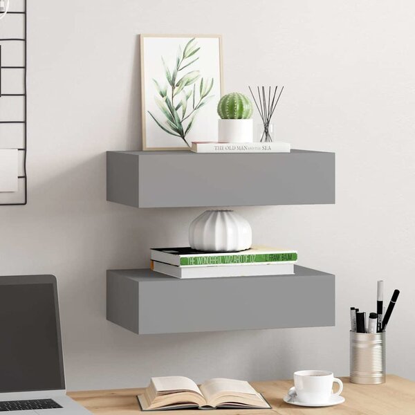 VidaXL Nástěnné police se zásuvkami 2 ks 40 x 23,5 x 10 cm MDF [330246] Barva: Bílá