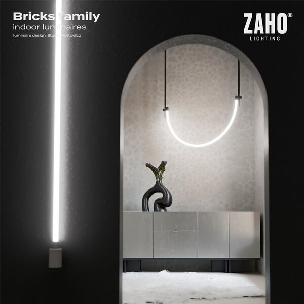 ZAHO Závěsné LED svítidlo BRICKS 1, d. 110 cm, 24W Barva: Bílá, Teplota světla: 3000K - teplá bílá, Stmívání, řízení: ON/OFF (bez stmívání)