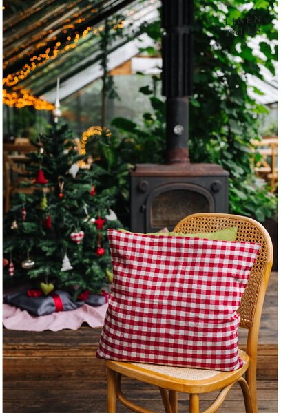 Lněný povlak na polštář 50x50 cm Red Gingham – Linen Tales