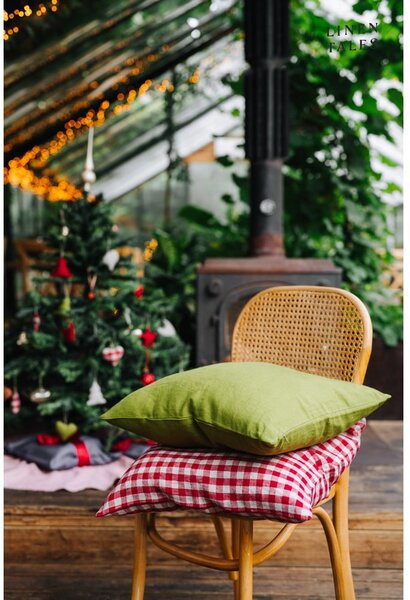 Lněný povlak na polštář 50x50 cm Red Gingham – Linen Tales