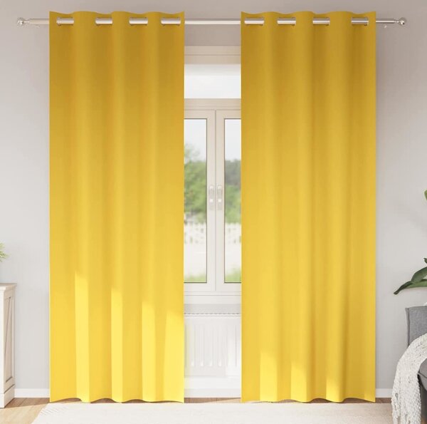 VidaXL Závěsy na zatemnění s kroužky 2 ks 225 x 140 cm Polyester [4107415] Barva: horčicově žlutá