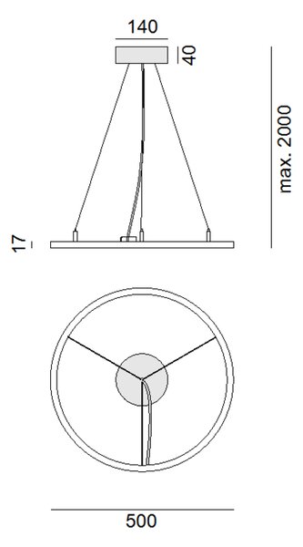 ZAHO Závěsné LED svítidlo STAR SD1 500, 12W, ø 50 cm Barva: Bílá, Teplota světla: 3000K - teplá bílá, Stmívání, řízení: ON/OFF (bez stmívání)