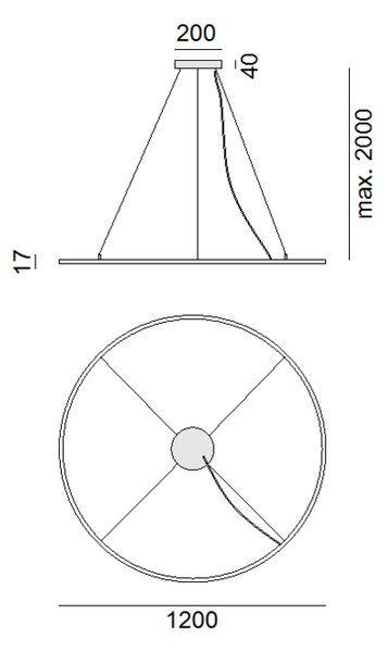 ZAHO Závěsné LED svítidlo STAR SD1 1200, 32W, ø 120 cm Barva: Bílá, Teplota světla: 3000K - teplá bílá, Stmívání, řízení: ON/OFF (bez stmívání)