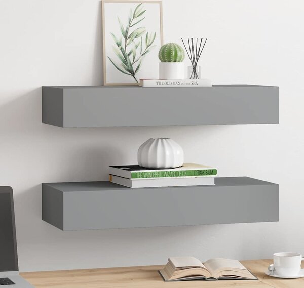 VidaXL Nástěnné police se zásuvkou 2 ks 60 x 23,5 x 10 cm MDF [330262] Barva: Černá