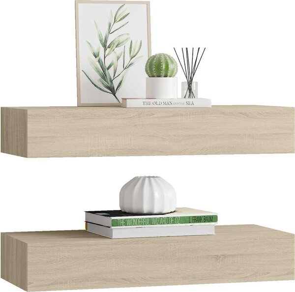 VidaXL Nástěnné police se zásuvkou 2 ks 60 x 23,5 x 10 cm MDF [330262] Barva: Černá