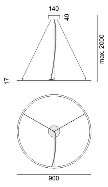 ZAHO Závěsné LED svítidlo STAR SD1 900, 22W, ø 90 cm Barva: Bílá, Teplota světla: 3000K - teplá bílá, Stmívání, řízení: ON/OFF (bez stmívání)