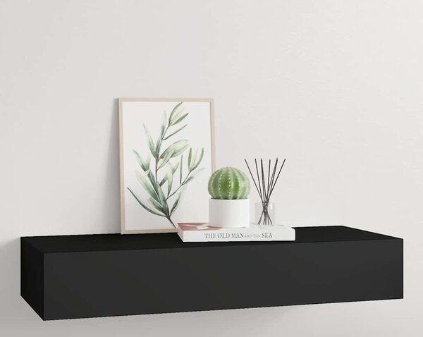 VidaXL Nástěnná police se zásuvkou 60 x 23,5 x 10 cm MDF [330259] Barva: Černá