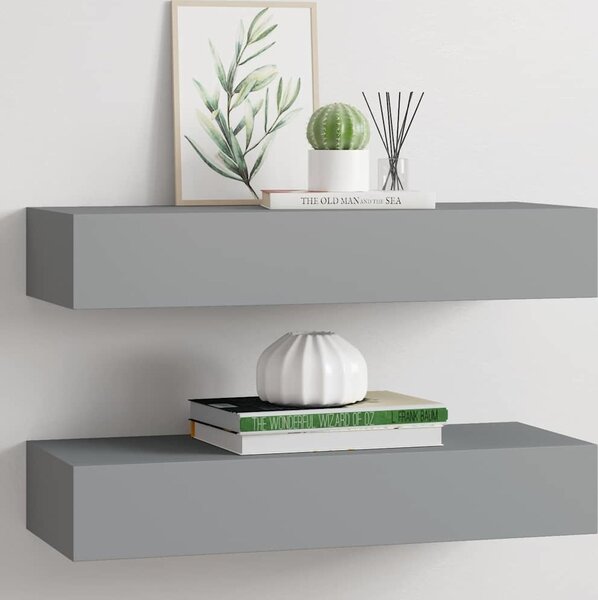 VidaXL Nástěnné police se zásuvkou 2 ks 60 x 23,5 x 10 cm MDF [330262] Barva: Černá
