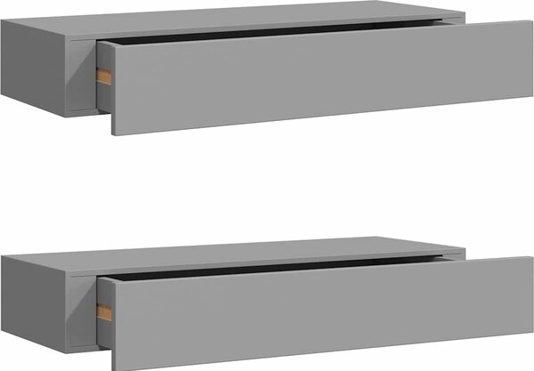 VidaXL Nástěnné police se zásuvkou 2 ks 60 x 23,5 x 10 cm MDF [330262] Barva: Černá