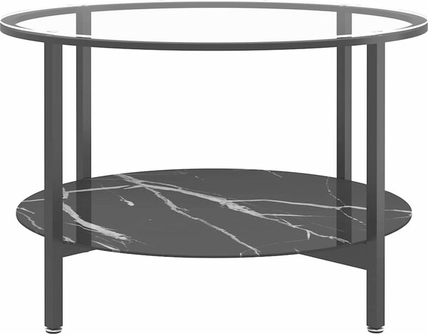 VidaXL Čajový stolek černý a bílý mramor 70 cm tvrzené sklo [331618] Barva: Černá a průhledná