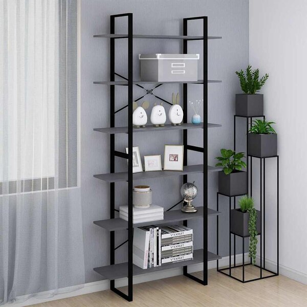 VidaXL Vysoký regál 100 x 30 x 210 cm masivní borové dřevo [806566] Barva: Šedá