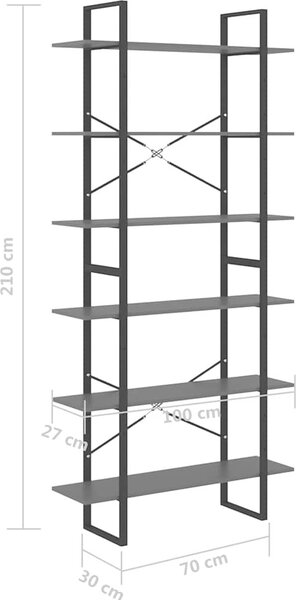VidaXL Vysoký regál 100 x 30 x 210 cm masivní borové dřevo [806566] Barva: Šedá