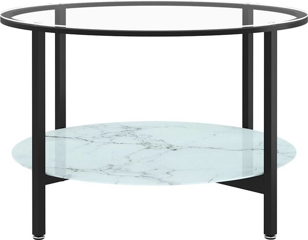 VidaXL Čajový stolek černý a bílý mramor 70 cm tvrzené sklo [331618] Barva: Černá a průhledná
