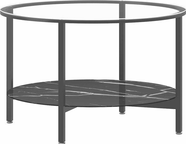 VidaXL Čajový stolek černý a bílý mramor 70 cm tvrzené sklo [331618] Barva: Černá a průhledná