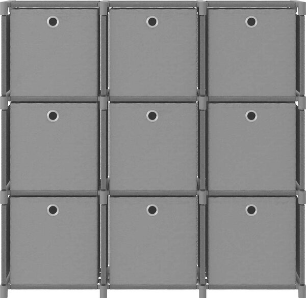 VidaXL Výstavní police 9 přihrádek s boxy 103x30x107,5 cm textil [322613] Barva: Šedá