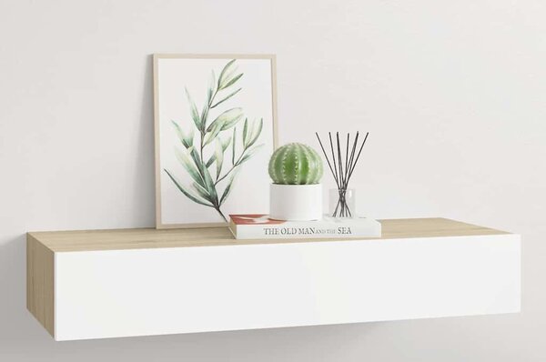 VidaXL Nástěnná police se zásuvkou 60 x 23,5 x 10 cm MDF [330259] Barva: Dub a bílá