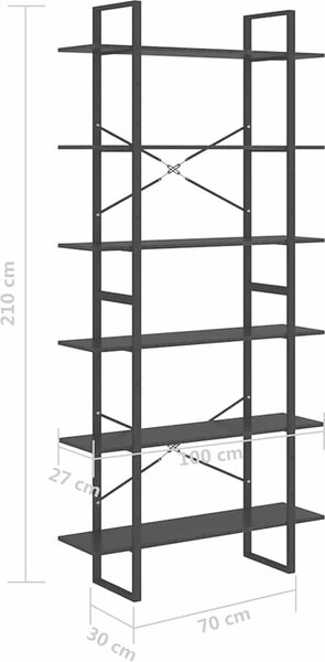 VidaXL Vysoký regál 100 x 30 x 210 cm masivní borové dřevo [806566] Barva: Šedá