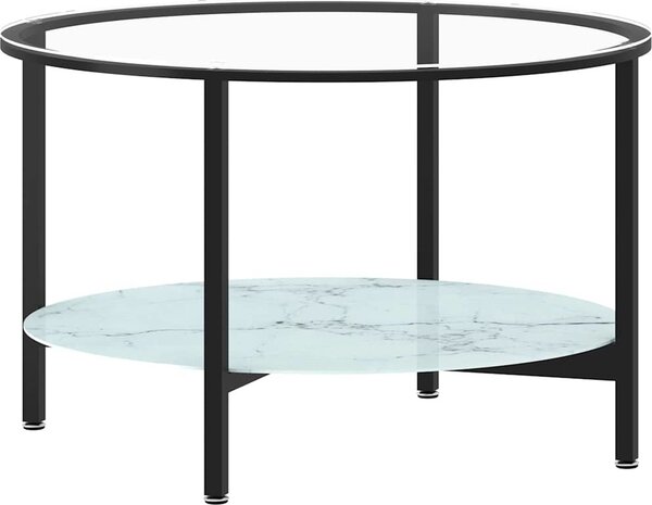 VidaXL Čajový stolek černý a bílý mramor 70 cm tvrzené sklo [331618] Barva: Černá a průhledná