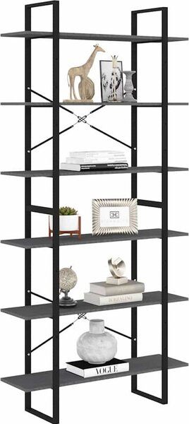 VidaXL Vysoký regál 100 x 30 x 210 cm masivní borové dřevo [806566] Barva: Šedá