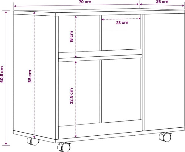 VidaXL Odkládací stolek 70 x 35 x 60,5 cm, konstrukční dřevo [802128] Barva: Bílá