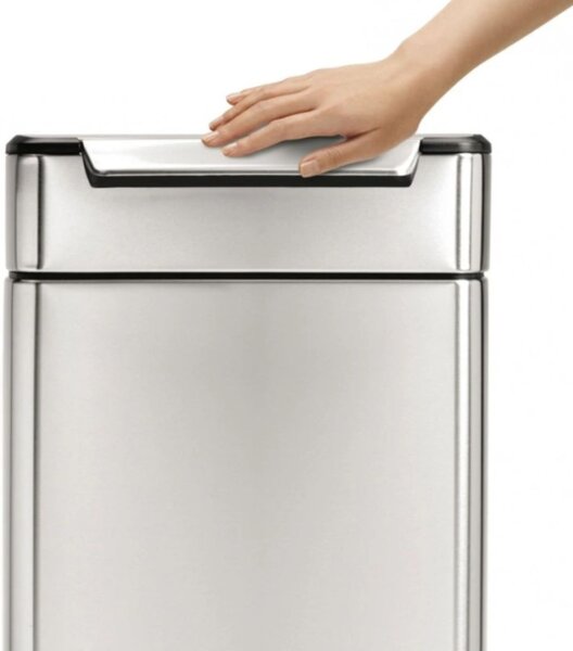 Dotykový odpadkový koš Simplehuman – 40 l, hranatý, matná nerez ocel, FPP
