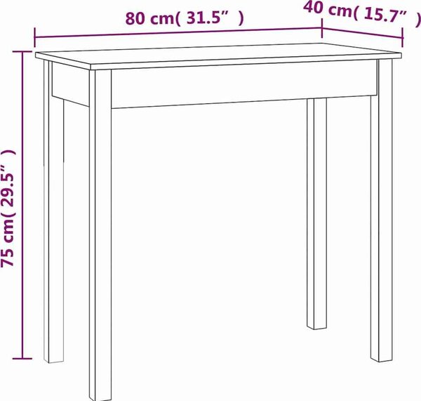VidaXL Konzolový stolek 80 x 40 x 75 cm masivní borové dřevo [814244] Barva: Bílá