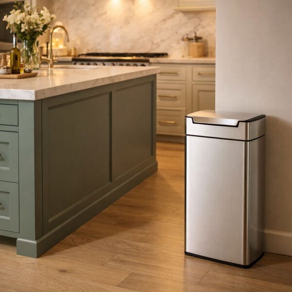 Dotykový odpadkový koš Simplehuman – 40 l, hranatý, matná nerez ocel, FPP