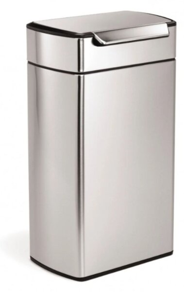 Dotykový odpadkový koš Simplehuman – 40 l, hranatý, matná nerez ocel, FPP