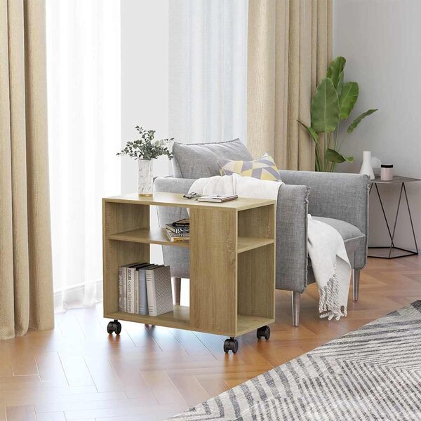 VidaXL Odkládací stolek 70 x 35 x 60,5 cm, konstrukční dřevo [802128] Barva: Bílá