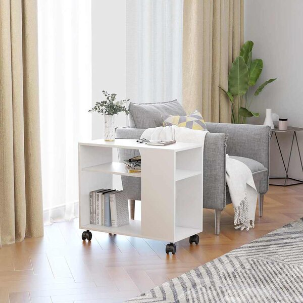 VidaXL Odkládací stolek 70 x 35 x 60,5 cm, konstrukční dřevo [802128] Barva: Bílá