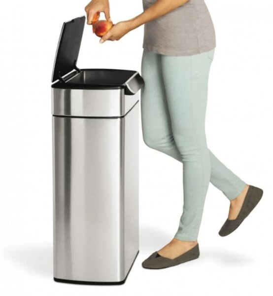 Dotykový odpadkový koš Simplehuman – 40 l, hranatý, matná nerez ocel, FPP