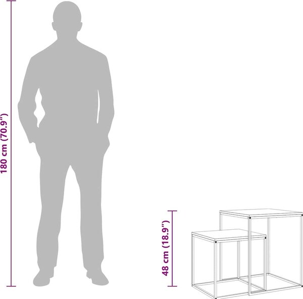 VidaXL Set konferenčních stolků 2 ks kompozitní dřevo a kov [343112] Barva: Černá