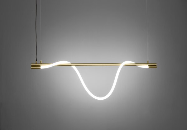 ZAHO Závěsné LED svítidlo SPRITZER BRASS, 34W, d. 140 cm Barva: Mosaz, Teplota světla: 3000K - teplá bílá, Stmívání, řízení: ON/OFF (bez stmívání)