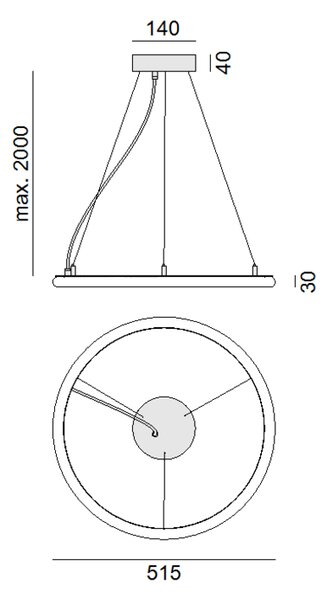 ZAHO Závěsné LED svítidlo SHADOW, 28W, ø 515 mm Barva: Bílá, Teplota světla: 3000K - teplá bílá, Stmívání, řízení: ON/OFF (bez stmívání)
