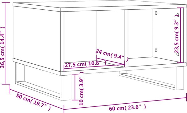 VidaXL Konferenční stolek 60x50x36,5 cm kompozitní dřevo [830553] Barva: hnědý dub