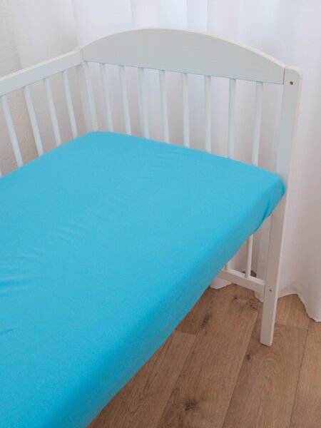 MK Lůžkoviny Jersey prostěradlo do postýlky s elastanem 60 × 120 cm – světle modré