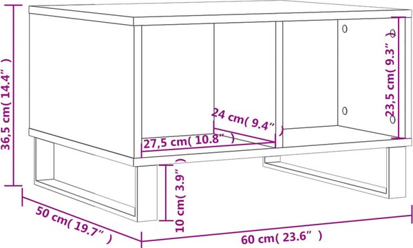 VidaXL Konferenční stolek 60x50x36,5 cm kompozitní dřevo [830553] Barva: hnědý dub