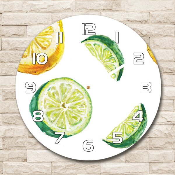 Skleněné hodiny kulaté Citron a limetka pl_zso_30_f_67543489